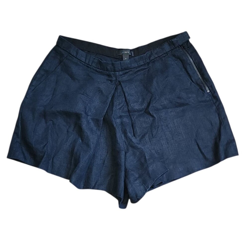J Crew Shorts Womens Size‎ 4 Solid All Black 100% Linen Pockets Lightweight